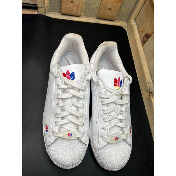 Adidas Superstar Pure Mens Sneakers White With Multicolor Logo Size 7 - Picture 3 of 9